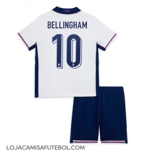 Camisa de Futebol Inglaterra Jude Bellingham #10 Equipamento Principal Infantil Europeu 2024 Manga Curta (+ Calças curtas)